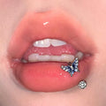 Blue Gradient Butterfly Lip Ring