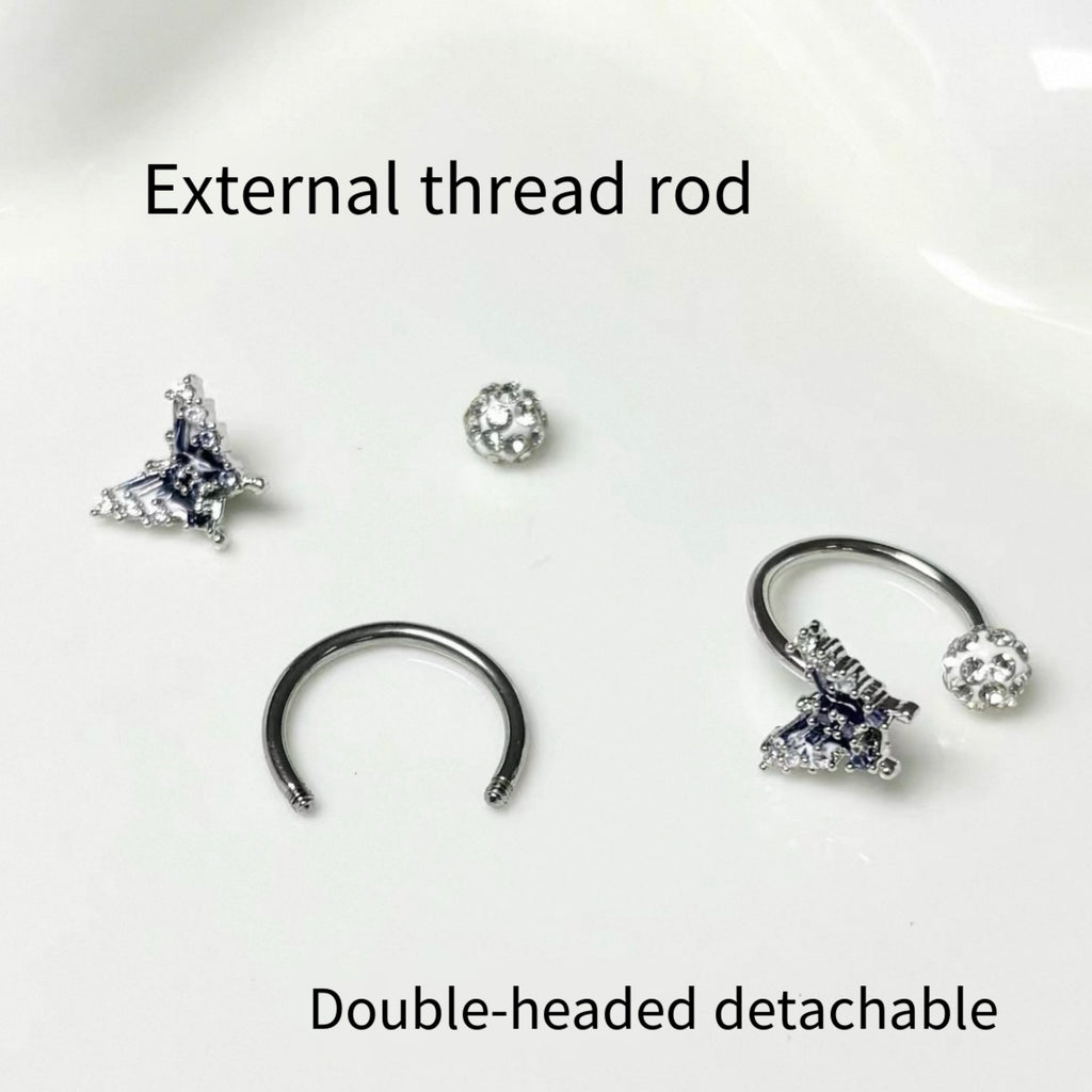 Blue Gradient Butterfly Lip Ring