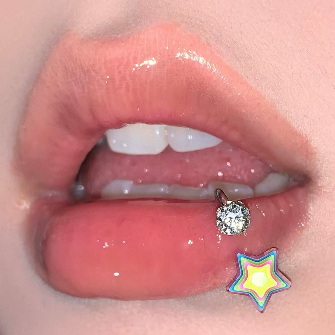 Rainbow Star Lip Ring