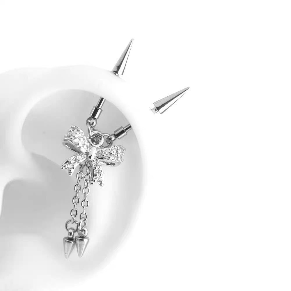 Bow Devil Pointed Earrings
