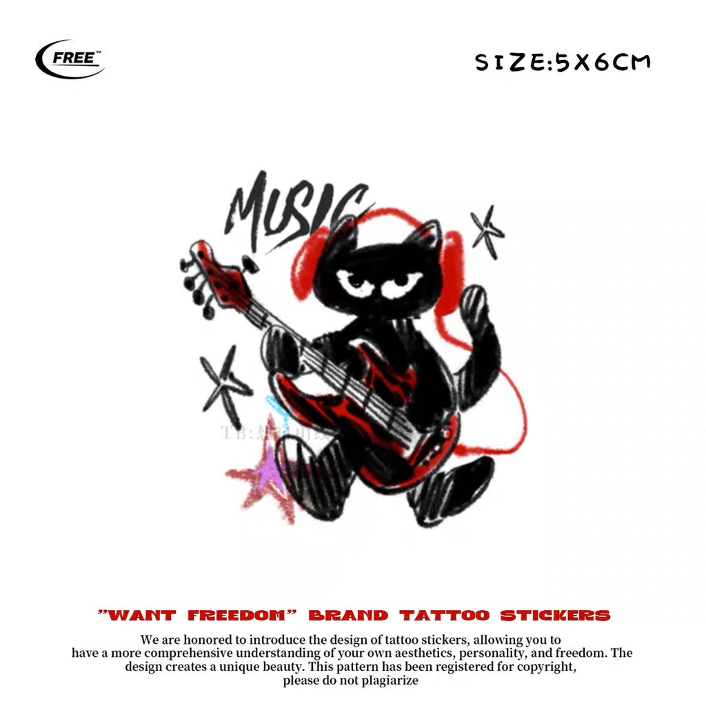 Rock Black Cat Star Skateboard