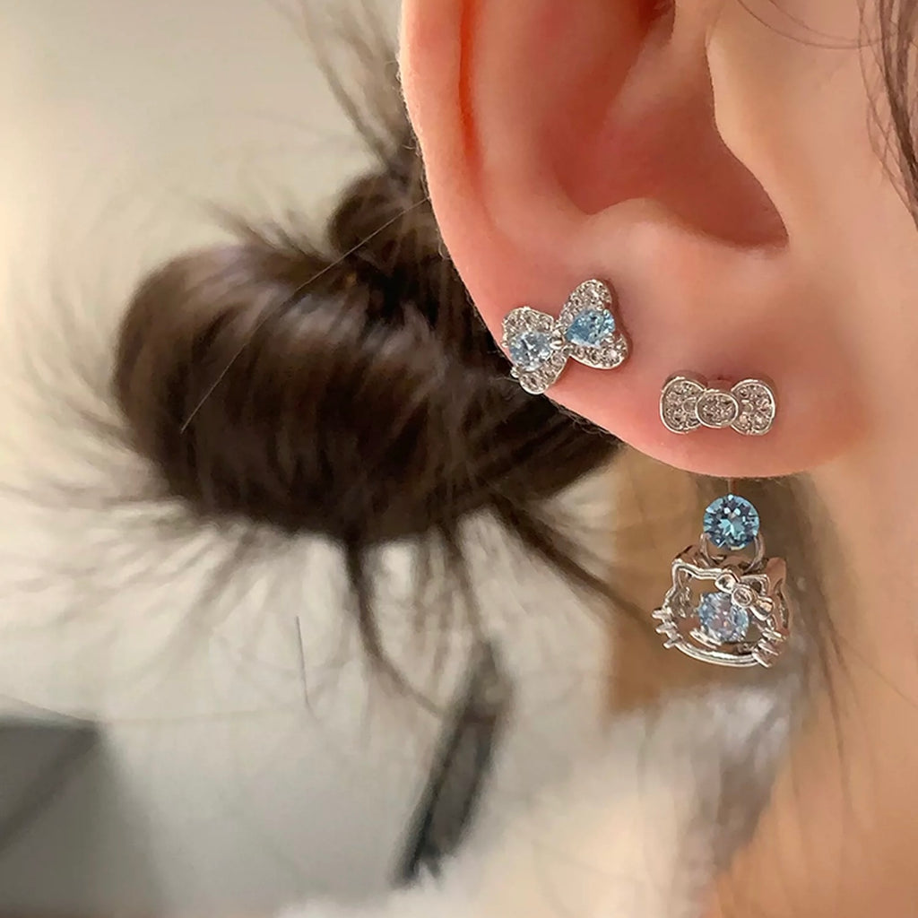 Sparkling Kitty Cat Horseshoe Hoop Earrings