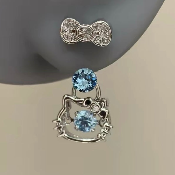 Sparkling Kitty Cat Horseshoe Hoop Earrings