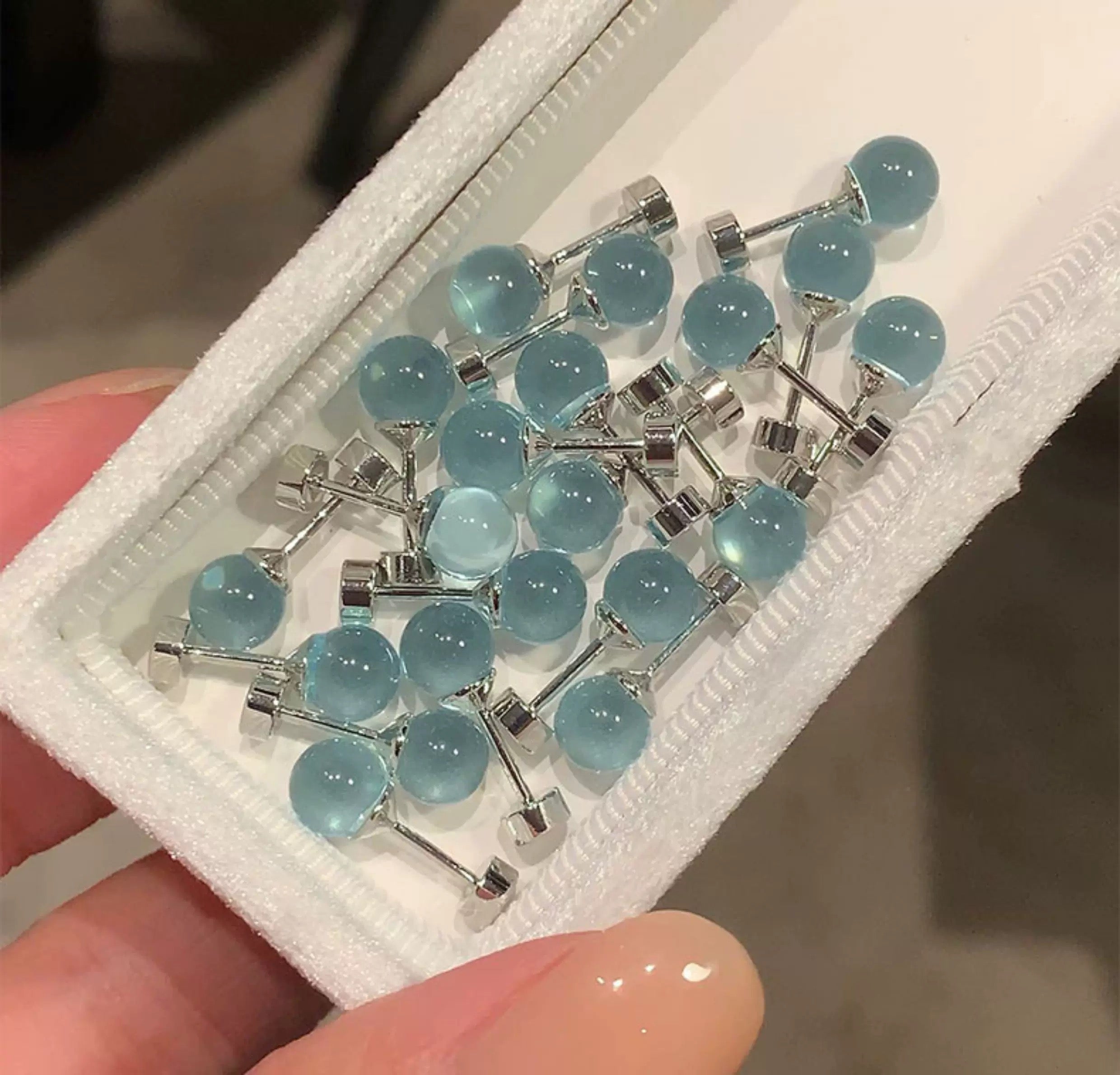 Cool-toned gemstone stud earrings