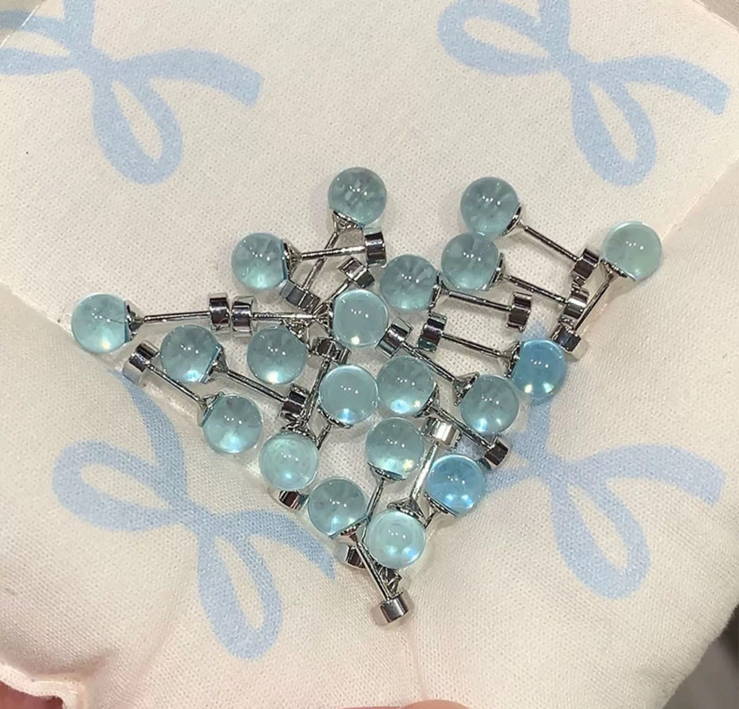 Cool-toned gemstone stud earrings