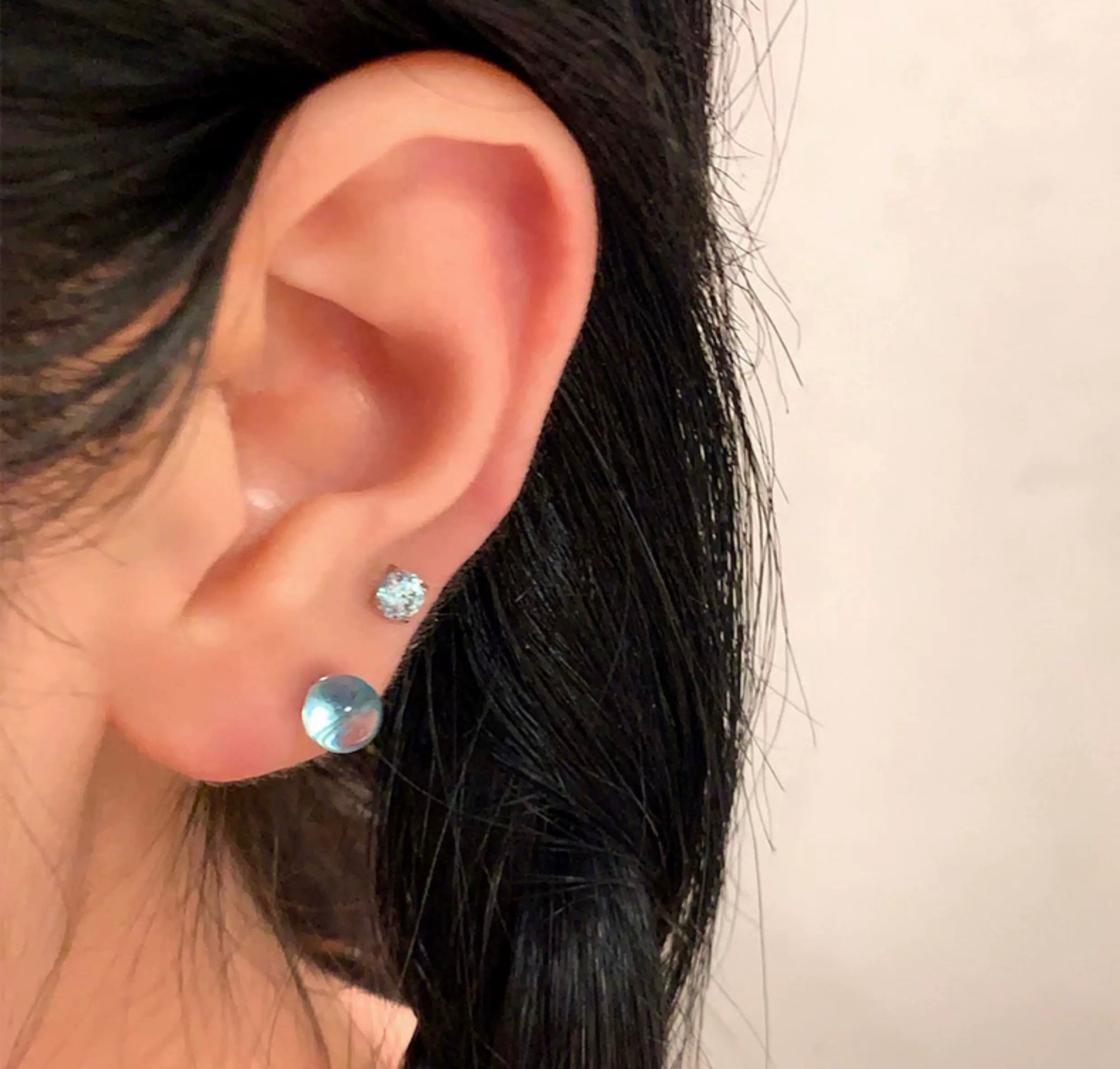 Cool-toned gemstone stud earrings