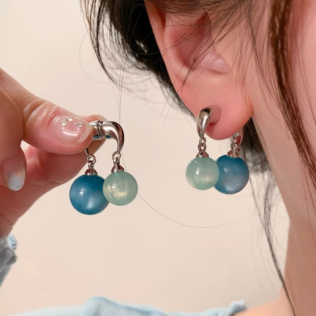 Crystal-Clear Blue-Green Earrings