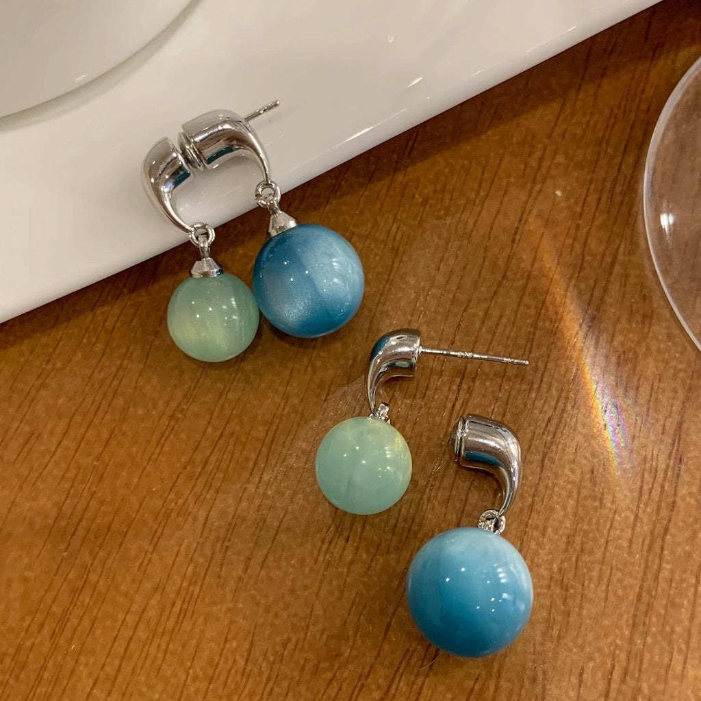 Crystal-Clear Blue-Green Earrings