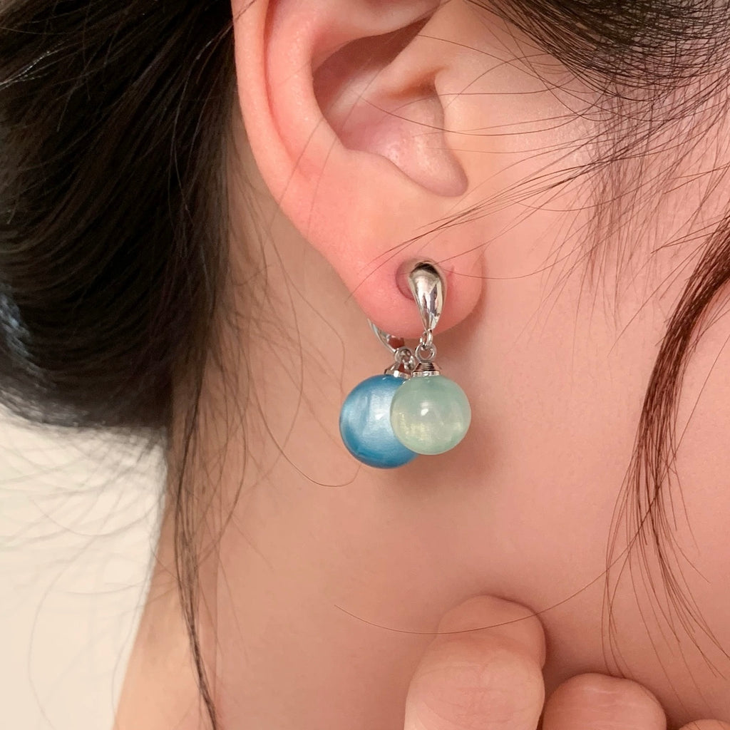 Crystal-Clear Blue-Green Earrings