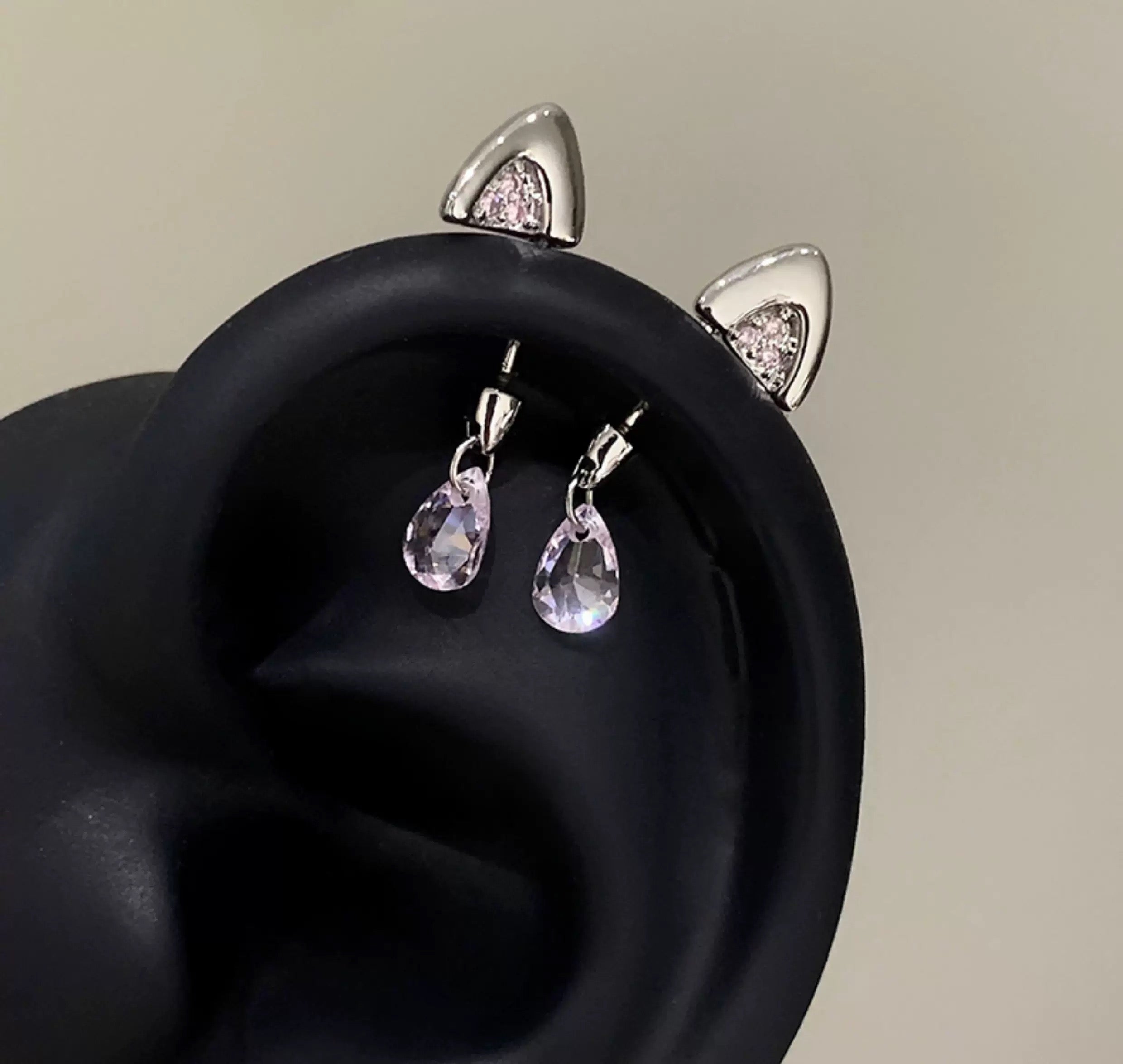 Pink Kitty Ear studs