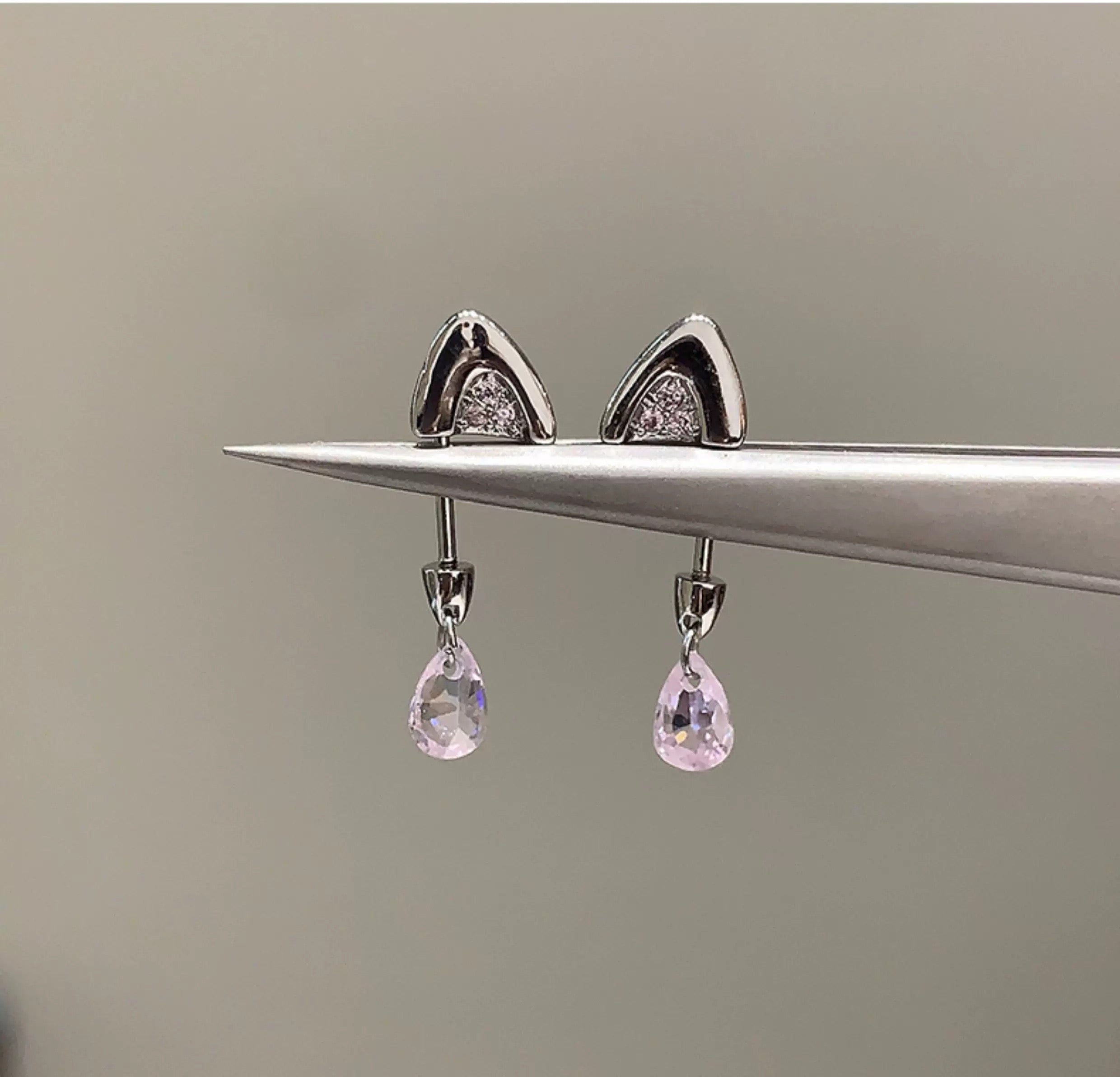 Pink Kitty Ear studs
