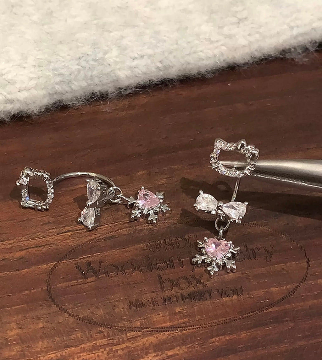 Kitty&Heart&Snow Earrings