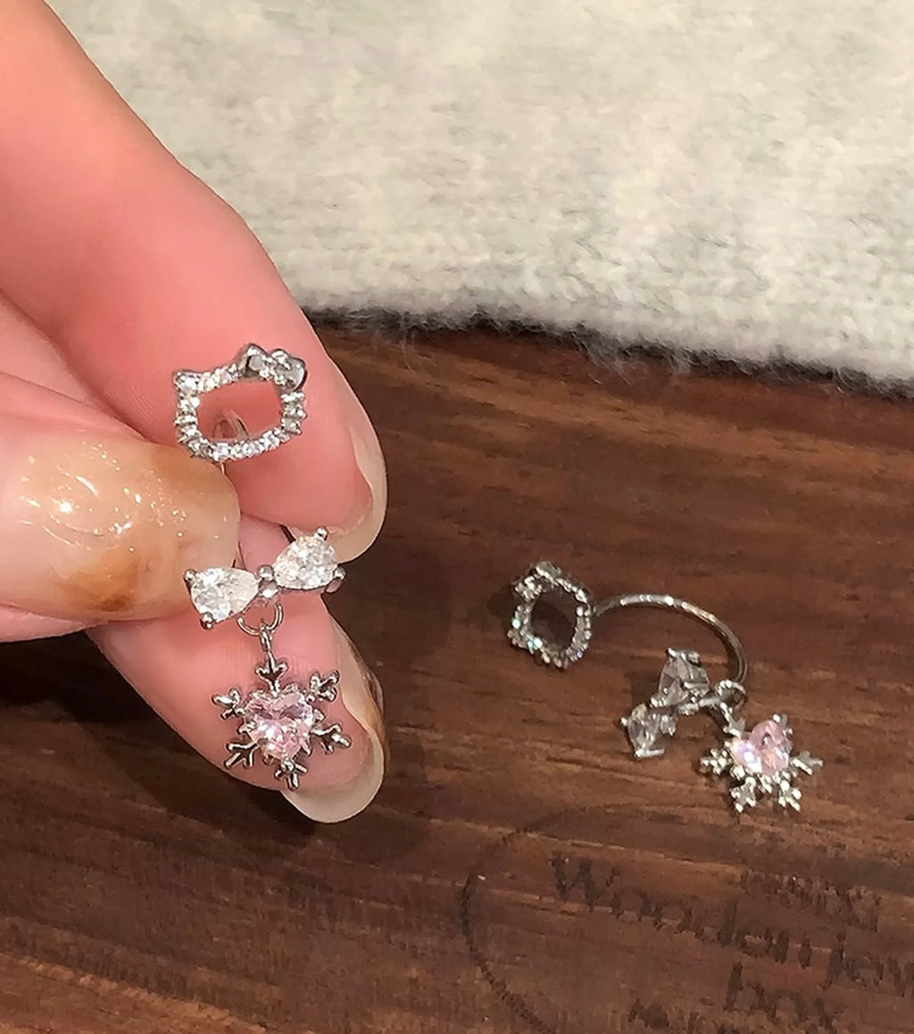 Kitty&Heart&Snow Earrings