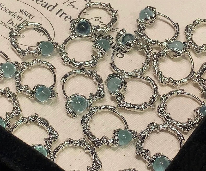 Coiled Serpent Moonstone Hoop Earrings