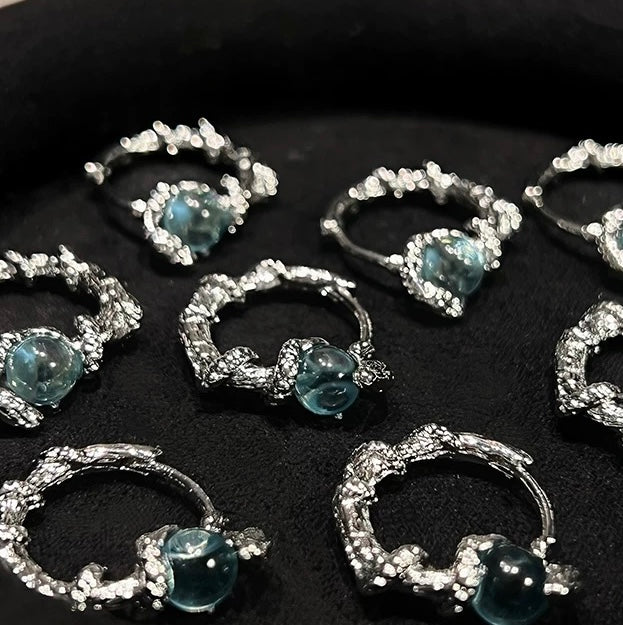 Coiled Serpent Moonstone Hoop Earrings