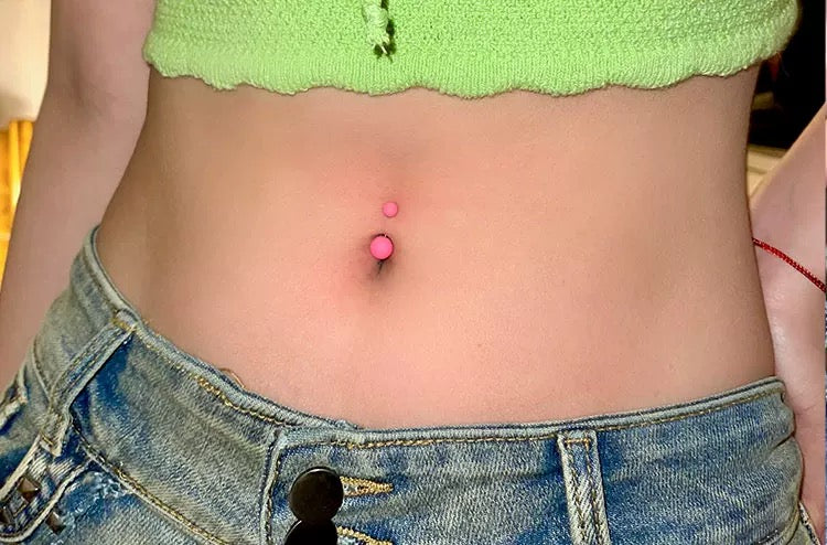 Powdery Ball & Blue Hair Ball (Navel Stud)