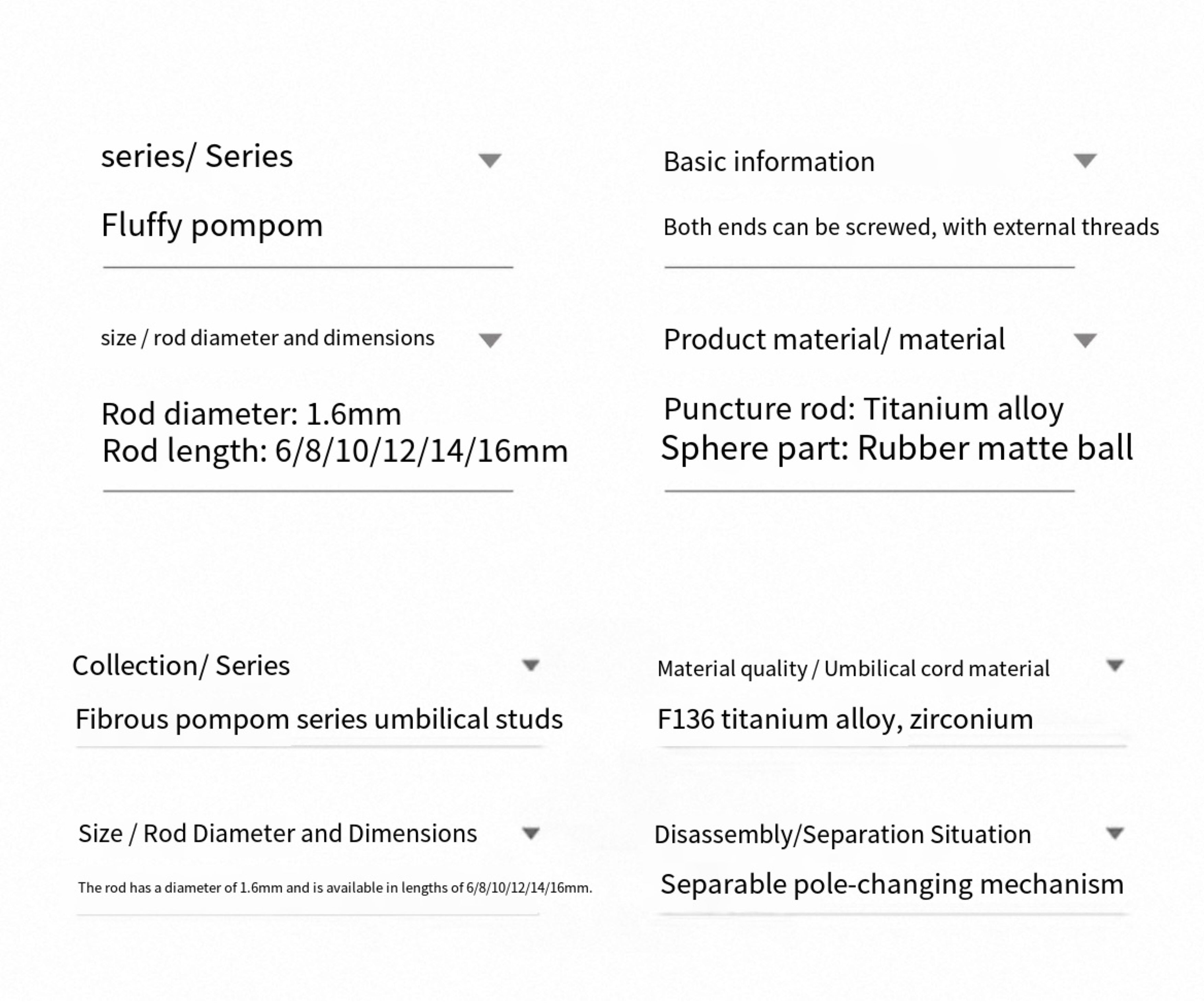 Powdery Ball & Blue Hair Ball (Navel Stud)