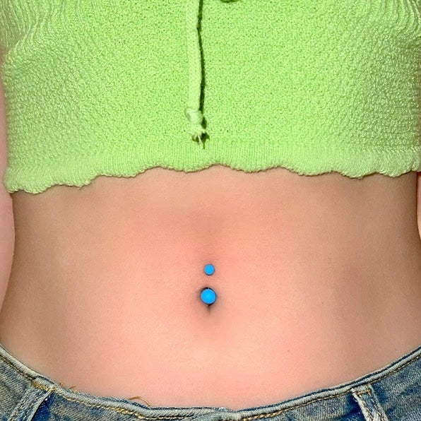 Powdery Ball & Blue Hair Ball (Navel Stud)
