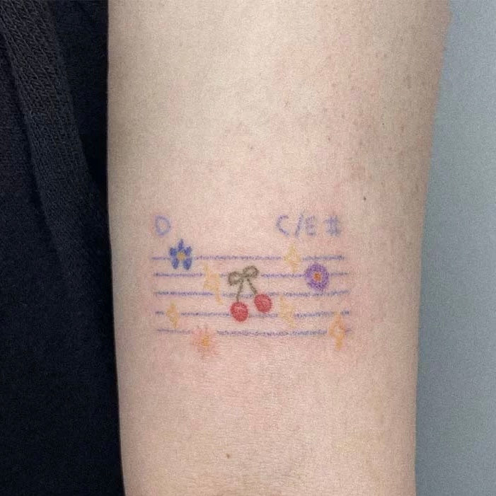 Five Line Staff Colorful Painted