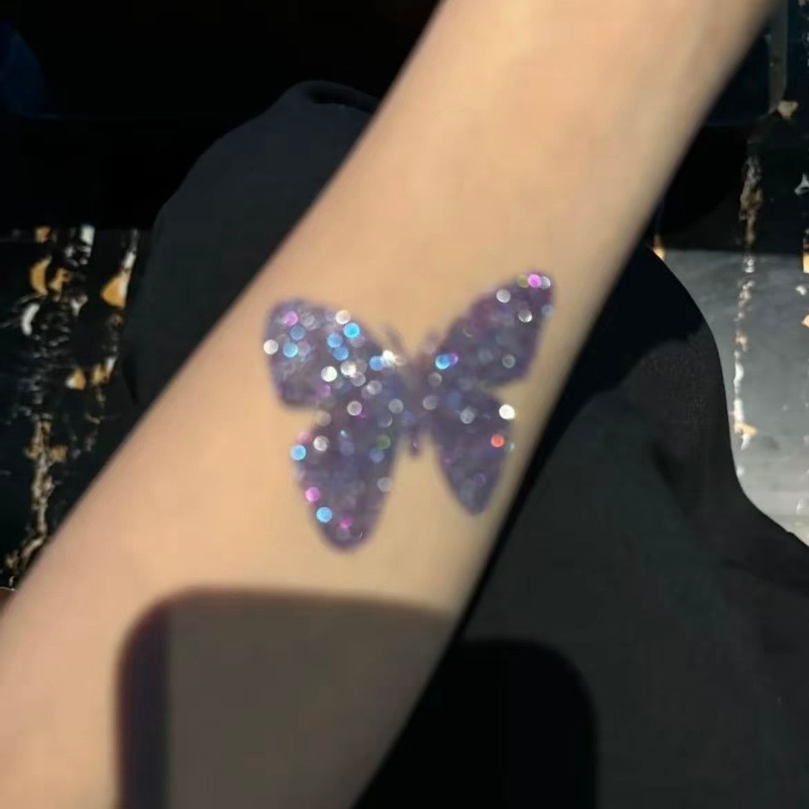 Purple Butterfly Glitter Tattoo Sticker