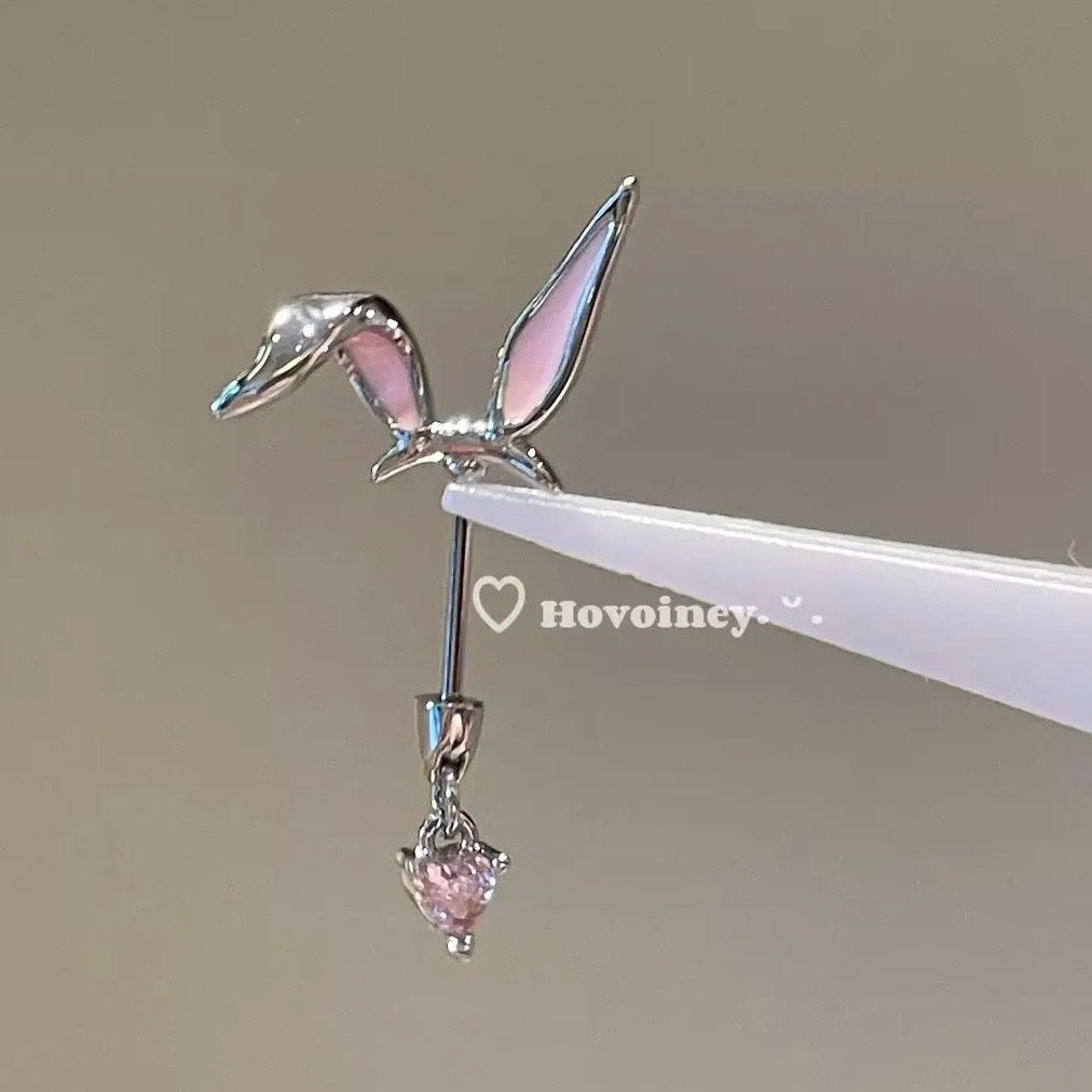 Ear Rabbit Heart-Shaped Devil Studs