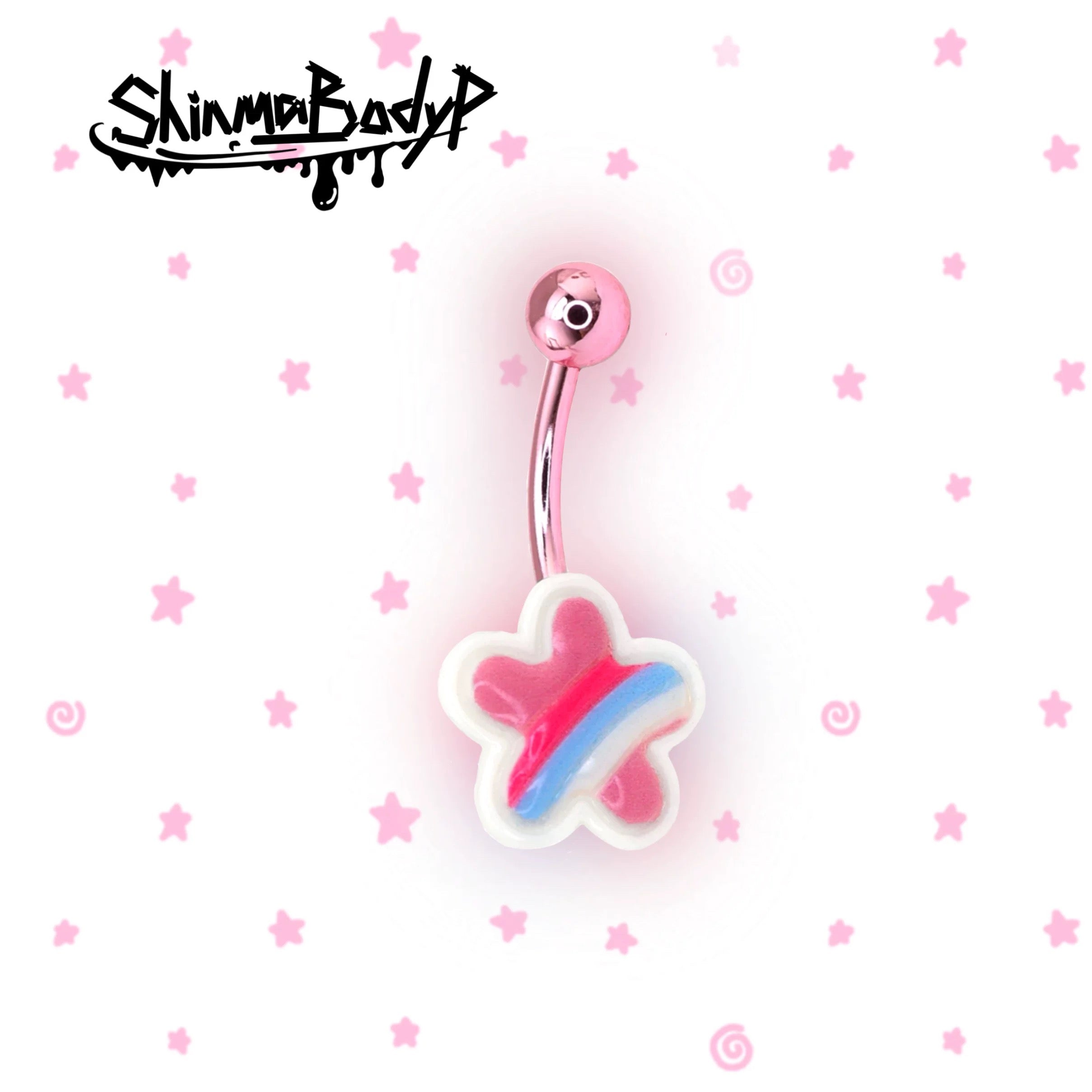 Pink Cherry Blossom Belly Button Stud