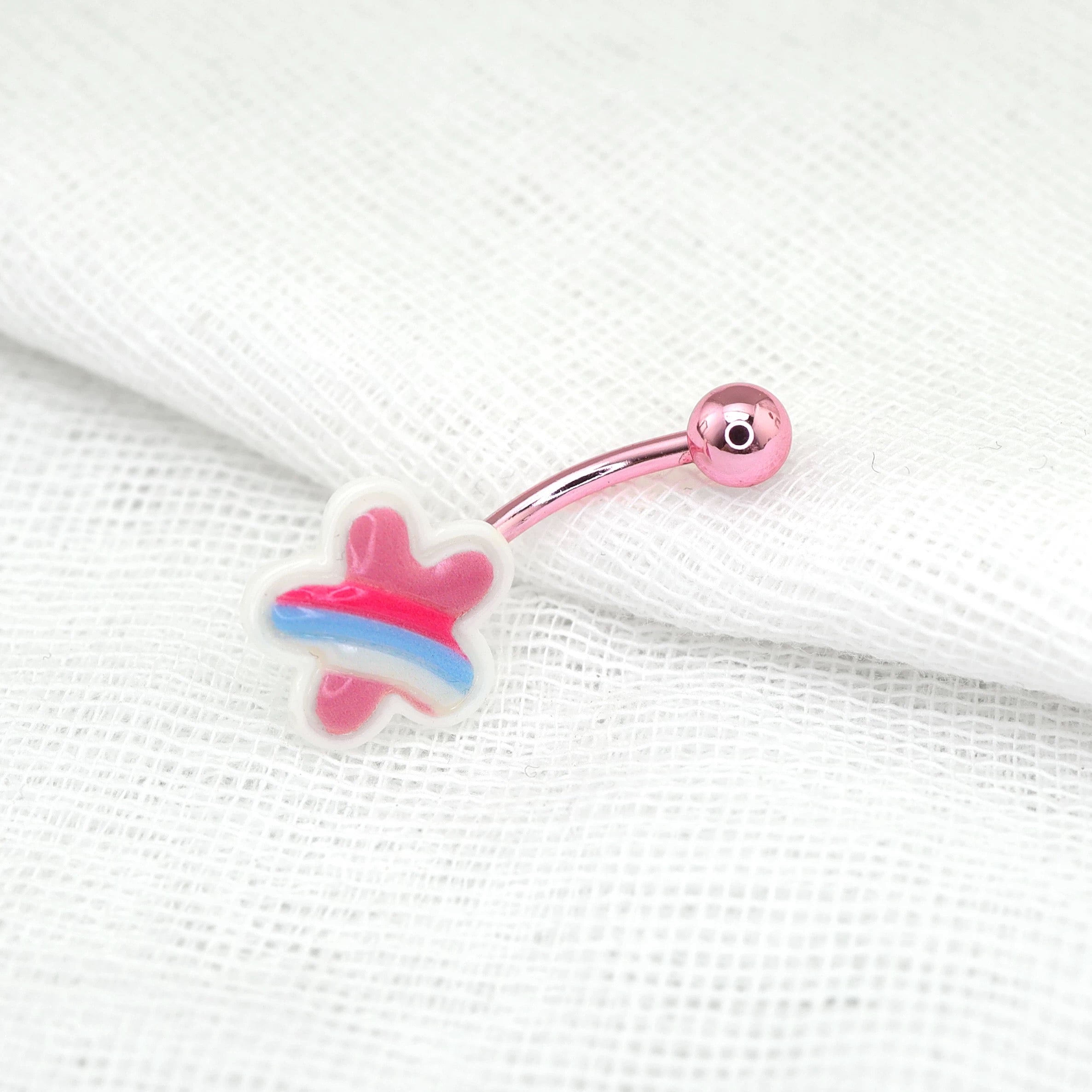 Pink Cherry Blossom Belly Button Stud