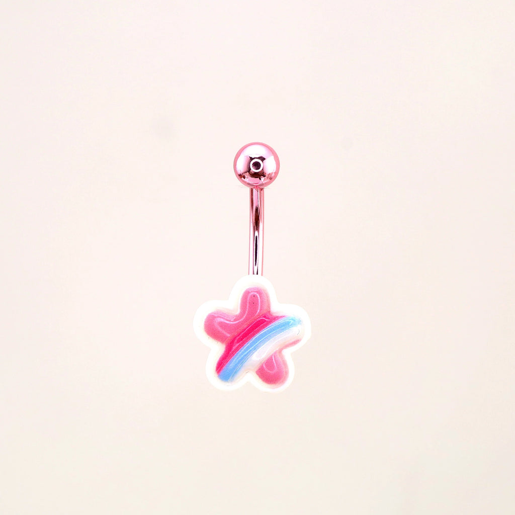 Pink Cherry Blossom Belly Button Stud