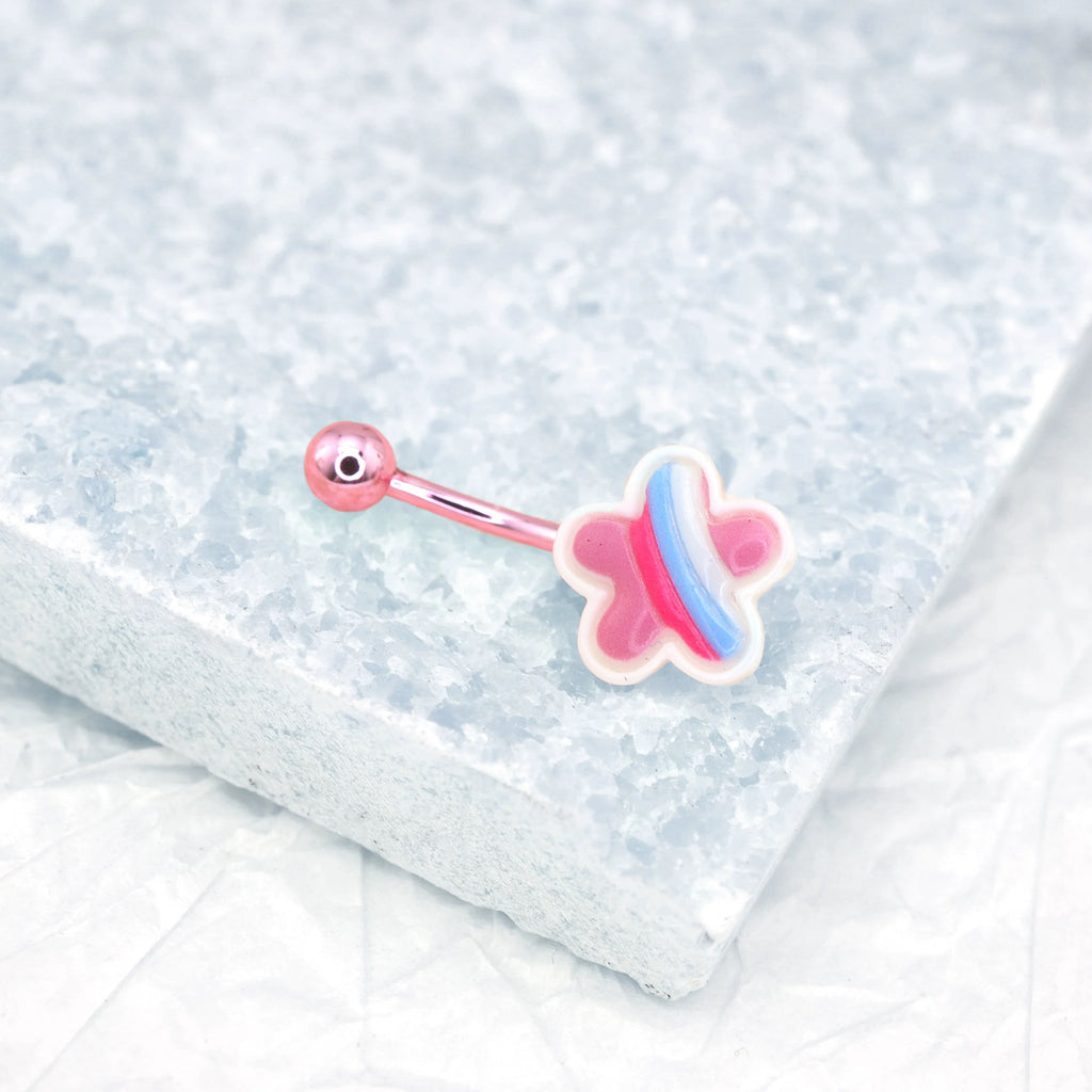 Pink Cherry Blossom Belly Button Stud