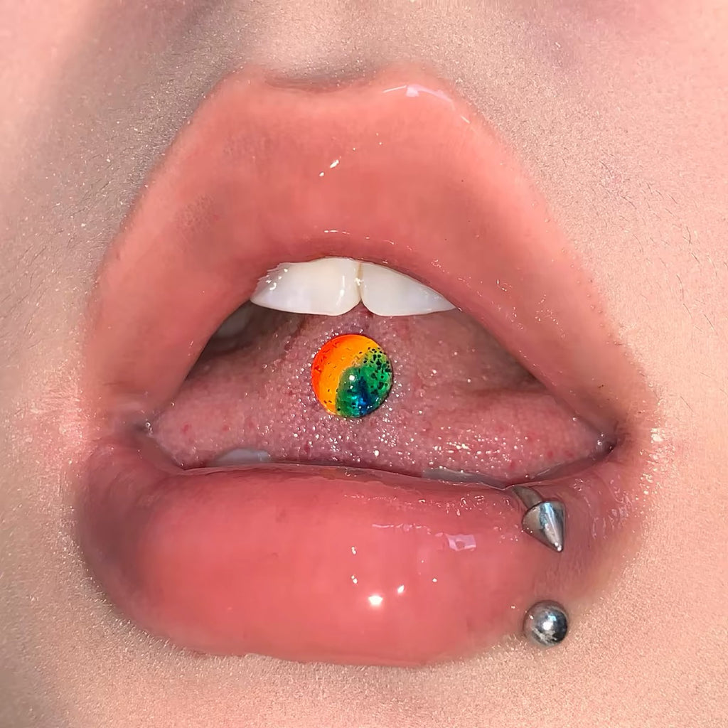 Rainbow Titanium Tongue Stud