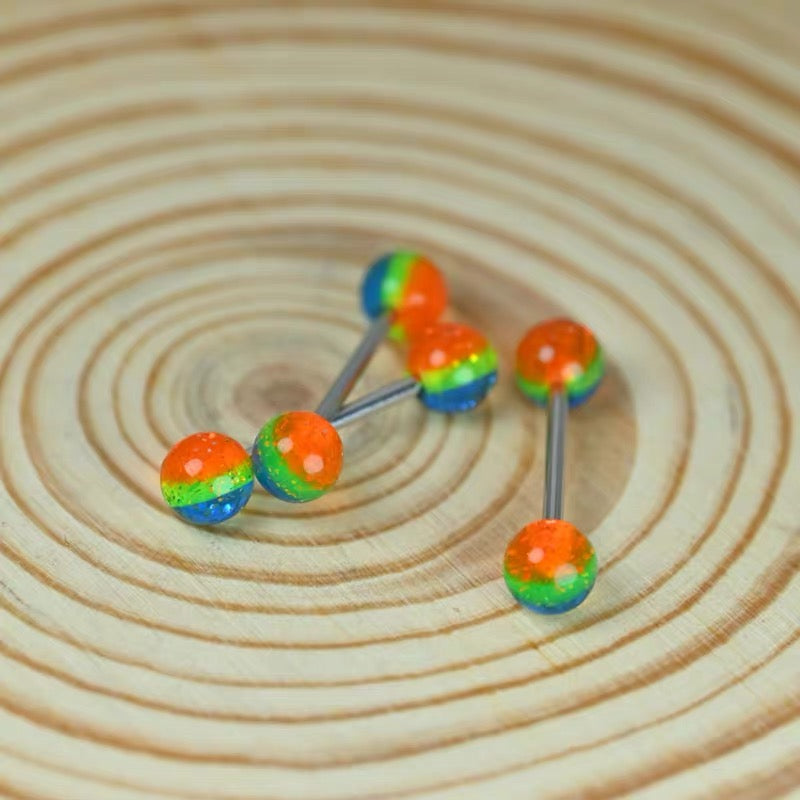 Rainbow Titanium Tongue Stud
